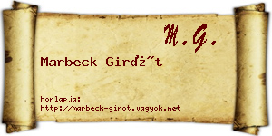 Marbeck Girót névjegykártya